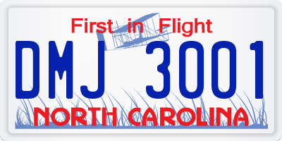 NC license plate DMJ3001