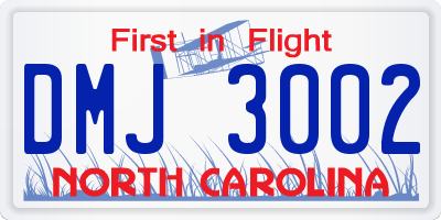 NC license plate DMJ3002