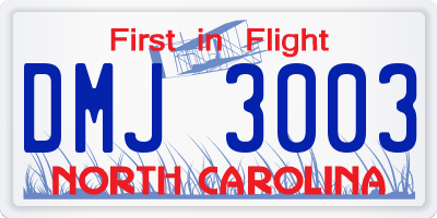 NC license plate DMJ3003