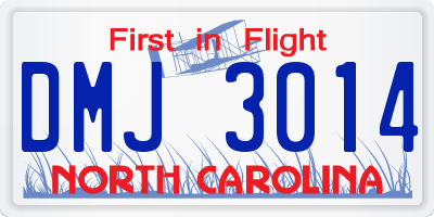 NC license plate DMJ3014