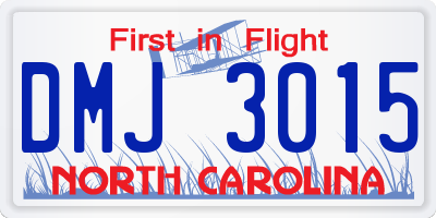 NC license plate DMJ3015