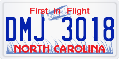NC license plate DMJ3018