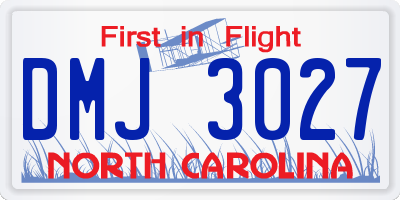 NC license plate DMJ3027