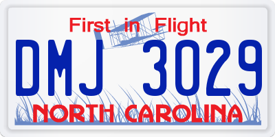 NC license plate DMJ3029