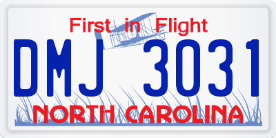 NC license plate DMJ3031