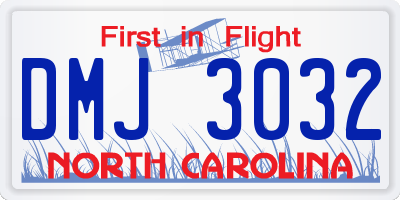 NC license plate DMJ3032