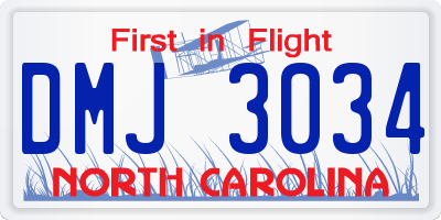 NC license plate DMJ3034