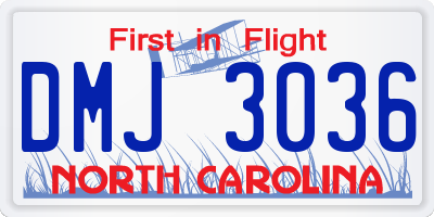 NC license plate DMJ3036