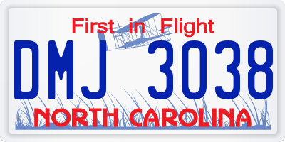NC license plate DMJ3038