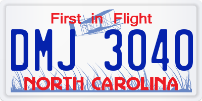 NC license plate DMJ3040