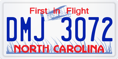 NC license plate DMJ3072