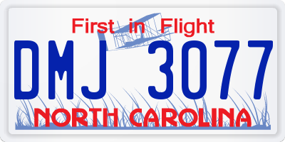NC license plate DMJ3077