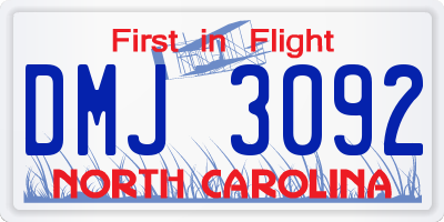 NC license plate DMJ3092