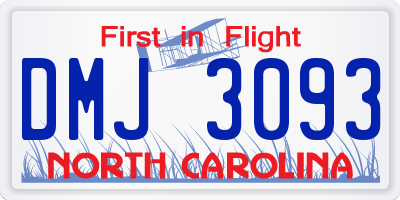 NC license plate DMJ3093