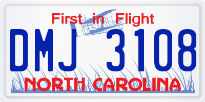 NC license plate DMJ3108