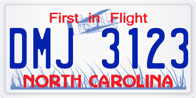 NC license plate DMJ3123