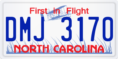 NC license plate DMJ3170