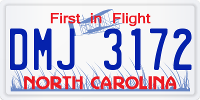 NC license plate DMJ3172