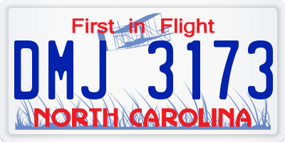NC license plate DMJ3173