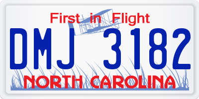 NC license plate DMJ3182