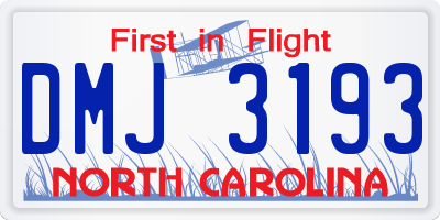 NC license plate DMJ3193