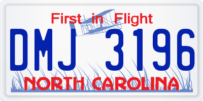 NC license plate DMJ3196