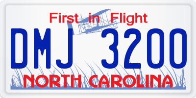 NC license plate DMJ3200