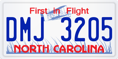 NC license plate DMJ3205