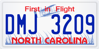 NC license plate DMJ3209