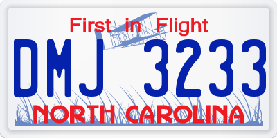 NC license plate DMJ3233