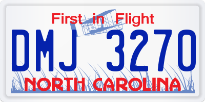 NC license plate DMJ3270