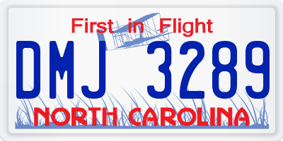 NC license plate DMJ3289