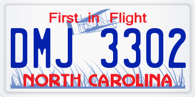 NC license plate DMJ3302