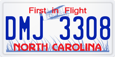 NC license plate DMJ3308