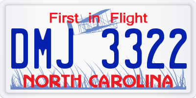 NC license plate DMJ3322