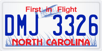 NC license plate DMJ3326