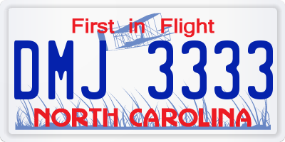 NC license plate DMJ3333