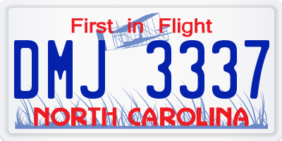 NC license plate DMJ3337