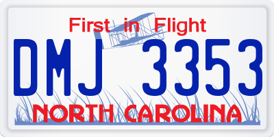 NC license plate DMJ3353