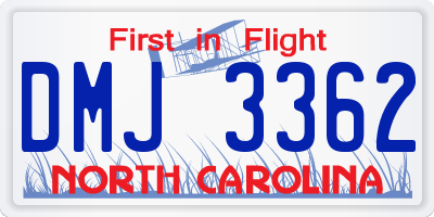 NC license plate DMJ3362