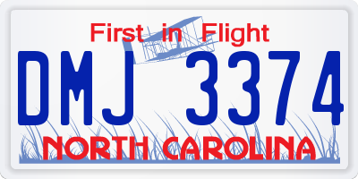 NC license plate DMJ3374