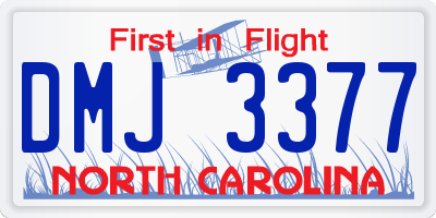 NC license plate DMJ3377