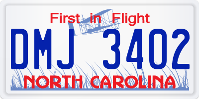 NC license plate DMJ3402