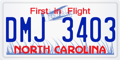 NC license plate DMJ3403