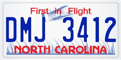 NC license plate DMJ3412