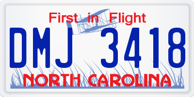 NC license plate DMJ3418
