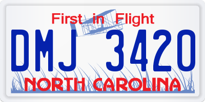 NC license plate DMJ3420