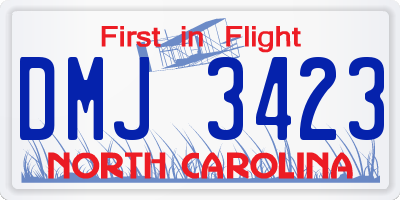 NC license plate DMJ3423