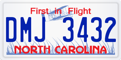 NC license plate DMJ3432