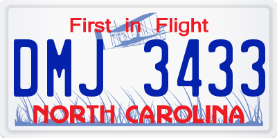 NC license plate DMJ3433